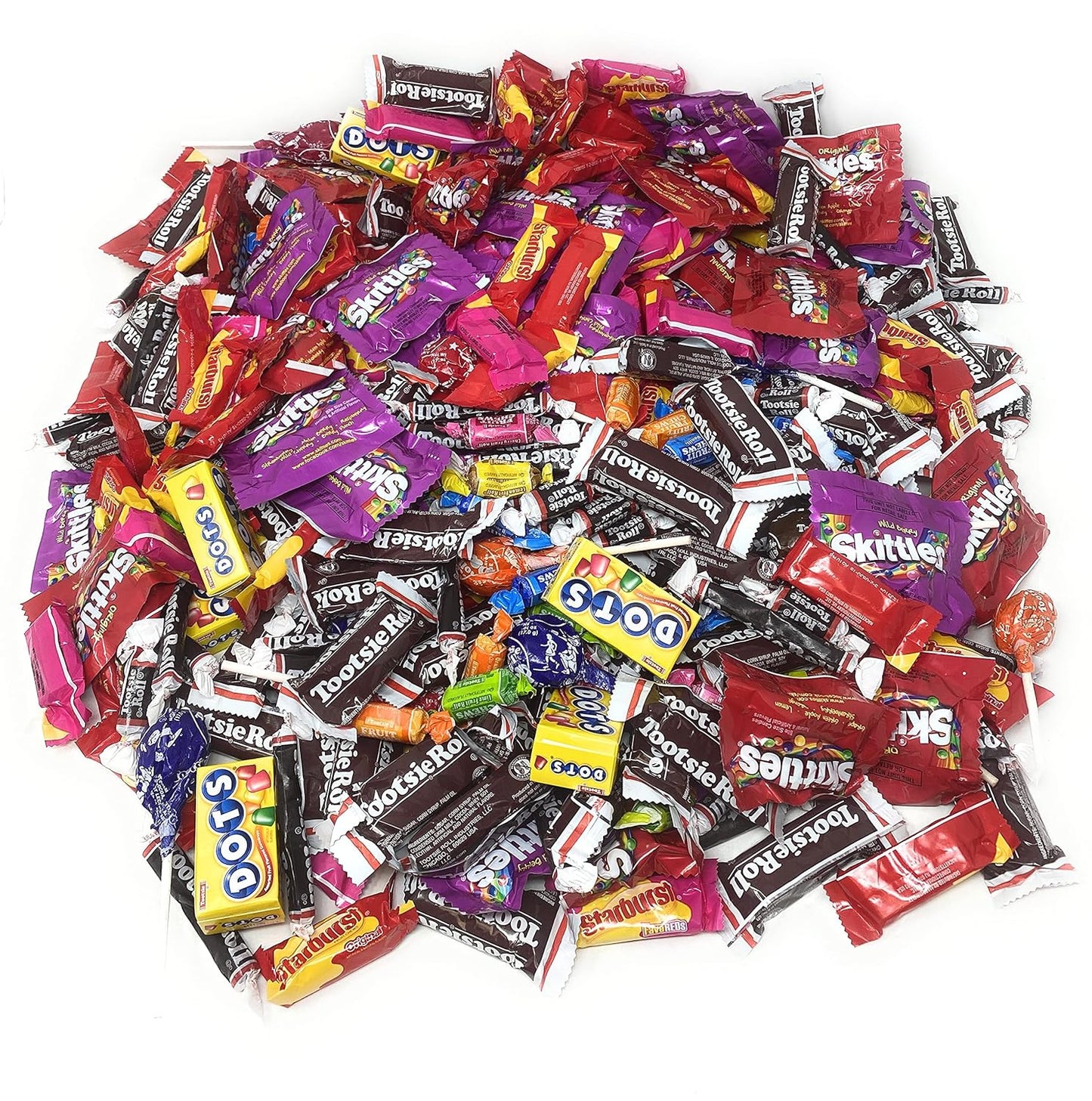 Assorted Bulk American Candy 11.25 Lb Starbursts FaveReds, Skittles Original And Wild Berry Tootsie Rolls Juniors Tootsie Snack Bars Tootsie Mini Dots Tootsie Pops Fruit Rolls 450+ Ct (180.4 Oz)