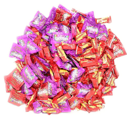 Assorted Bulk 3.25 Lb Starbursts FaveReds And Skittles Original And Wild Berry Candy 125+ Pcs (52 Oz)