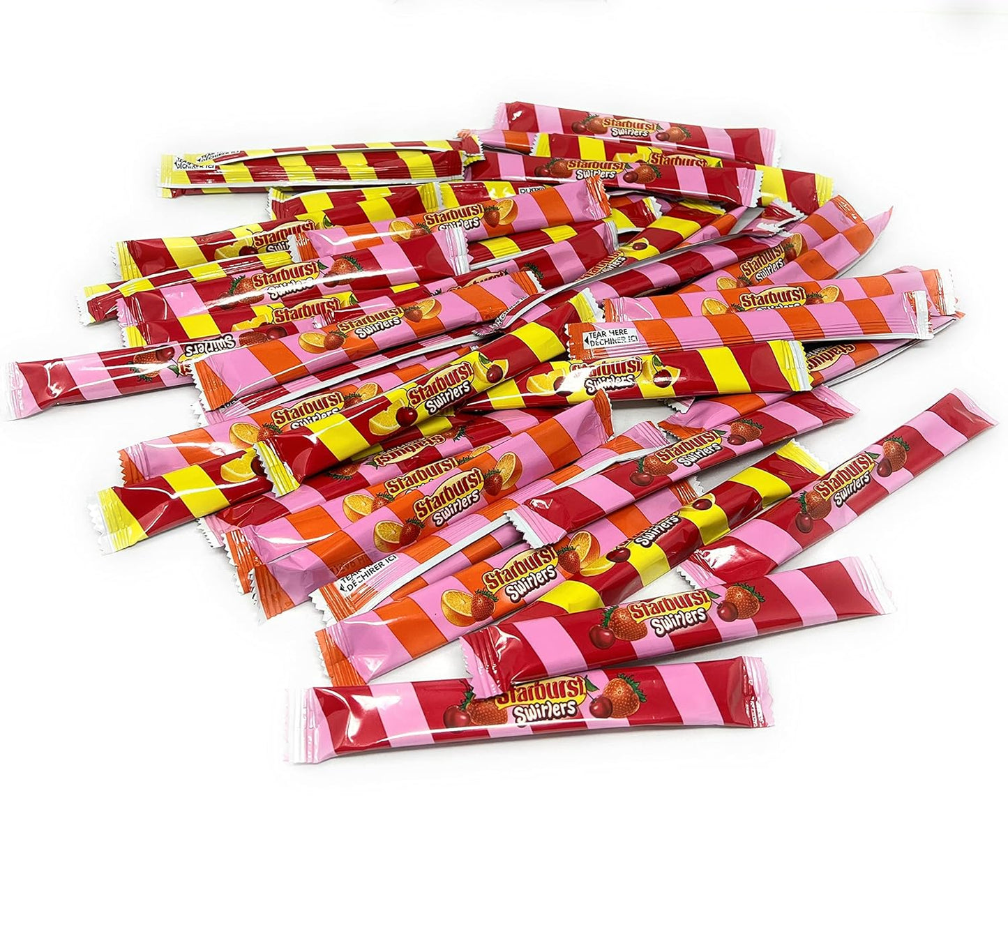 American Classics Starburst Swirlers Chewy Candy Sticks Assorted Mix Cherry Lemon, Strawberry Orange, Cherry Strawberry 40+pcs 1 Lb (16 Oz)