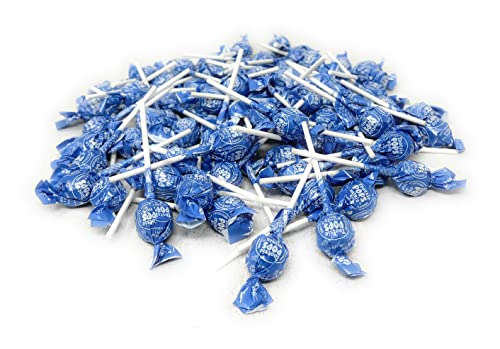Tootsie Roll Blue Raspberry Mini Pops Filled With Chewy Tootsie Roll Candy - Single Flavor 75+ Count Lollipops 1 Lb (16 Oz)