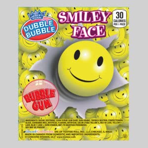 Dubble Bubble Smiley Face Bubblegum Yellow Colored Gumballs 3 Lbs (48 Oz)