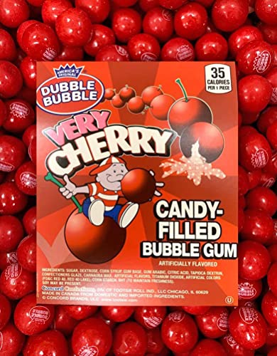 Dubble Bubble Cherry Gumball - 1 lb - Filled 1 Inch Gumballs (16 Oz)
