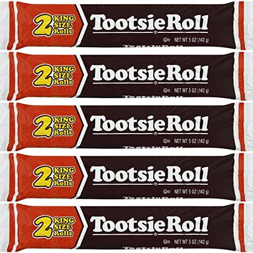 Tootsie Roll Original King Size Chocolate Chews Classic Snack Bars Large Jumbo Size  1.5 lbs (24 Oz) 5 Count - 2 Pieces Each