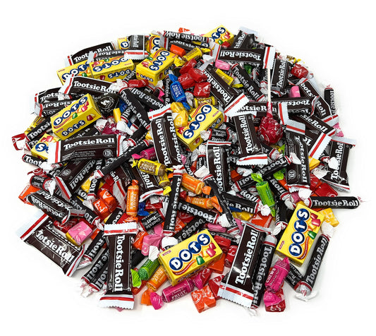 Bulk Fruit and Chocolate Candy Assortment - 8 lbs - Tootsie Roll Fruit Chews and Original Chocolate Midges, Tootsie Pops, Starburst and Dots (128 Oz)
